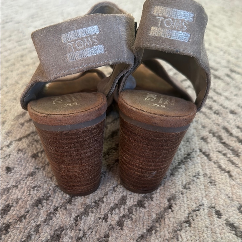 Toms Taupe Suede Heeled Boots - Picture 5 of 9